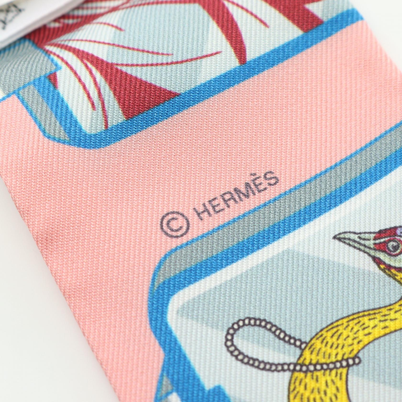 Hermes Silk Twilly Scarf Pink Multicolor