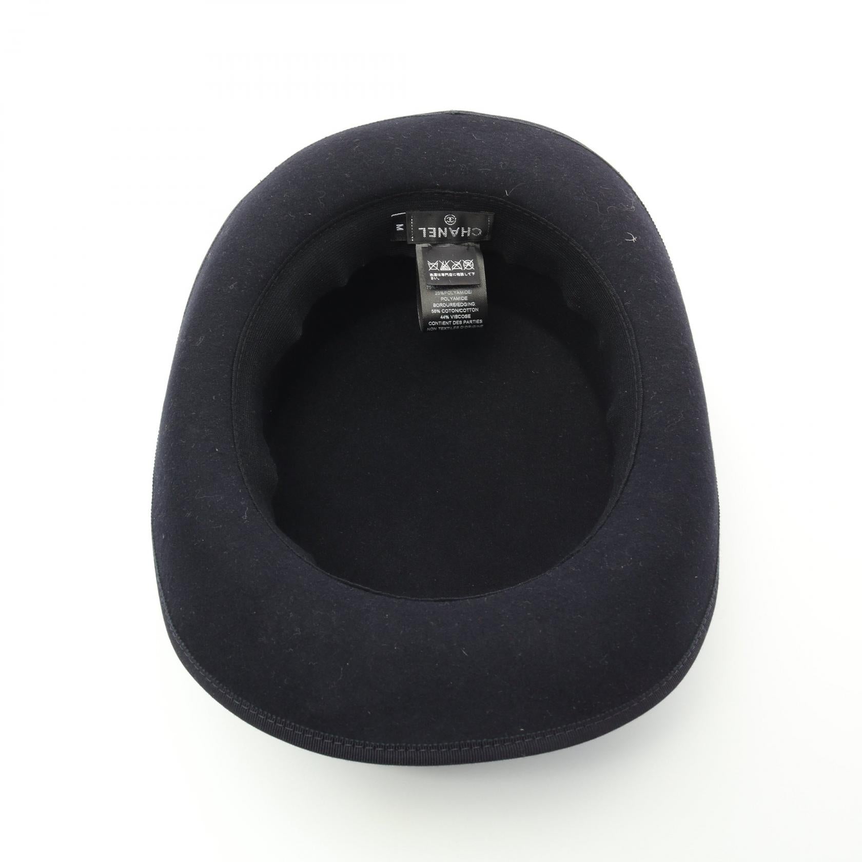 Chanel Leather Lapin Hat Navy