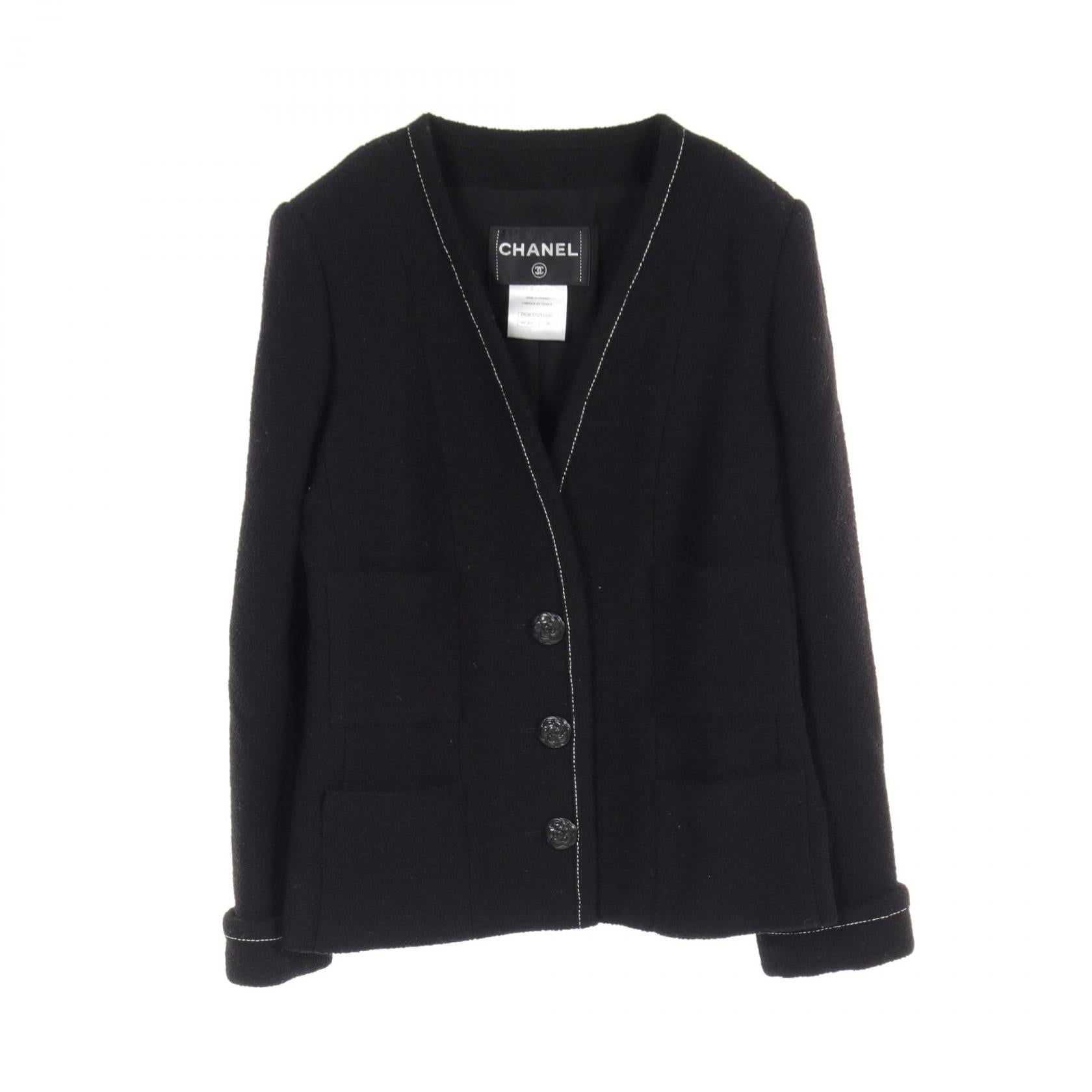 Chanel Wool Camellia Button Coat