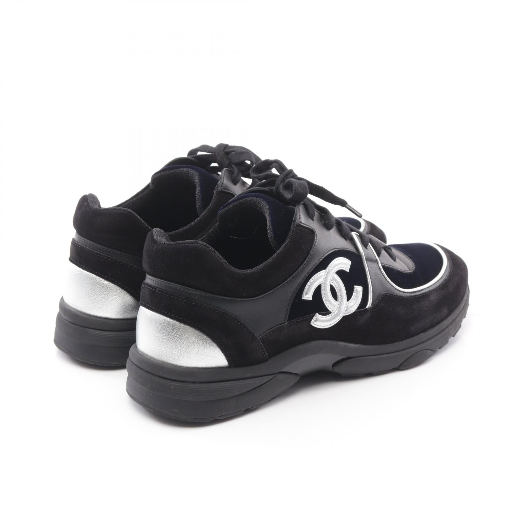 Chanel Coco Mark Sneakers Fabric Suede Leather