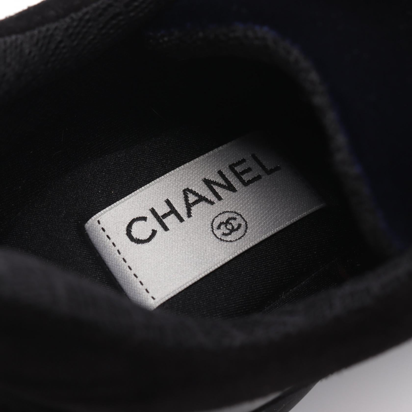 Chanel Coco Mark Sneakers Fabric Suede Leather