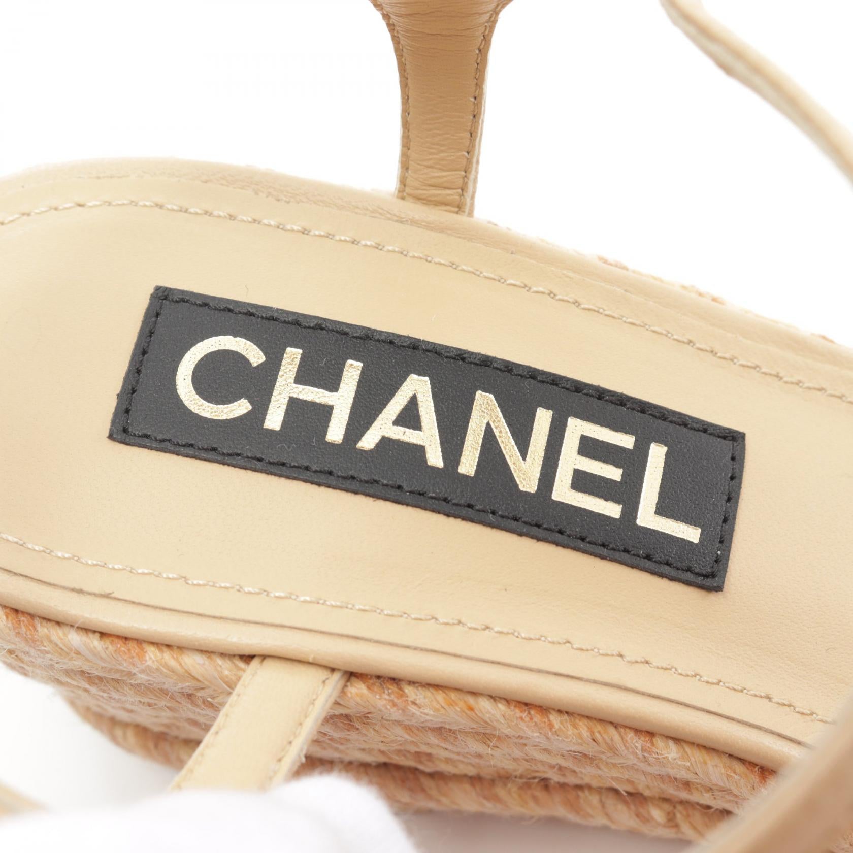 Chanel Coco Mark Sandals Leather Nylon