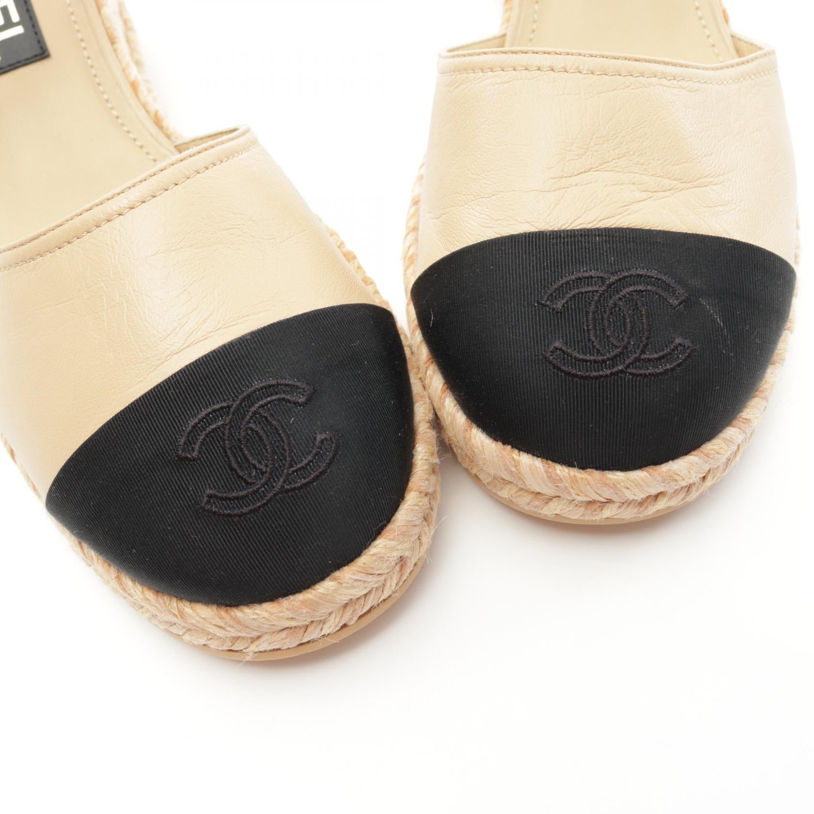 Chanel Coco Mark Sandals Leather Nylon