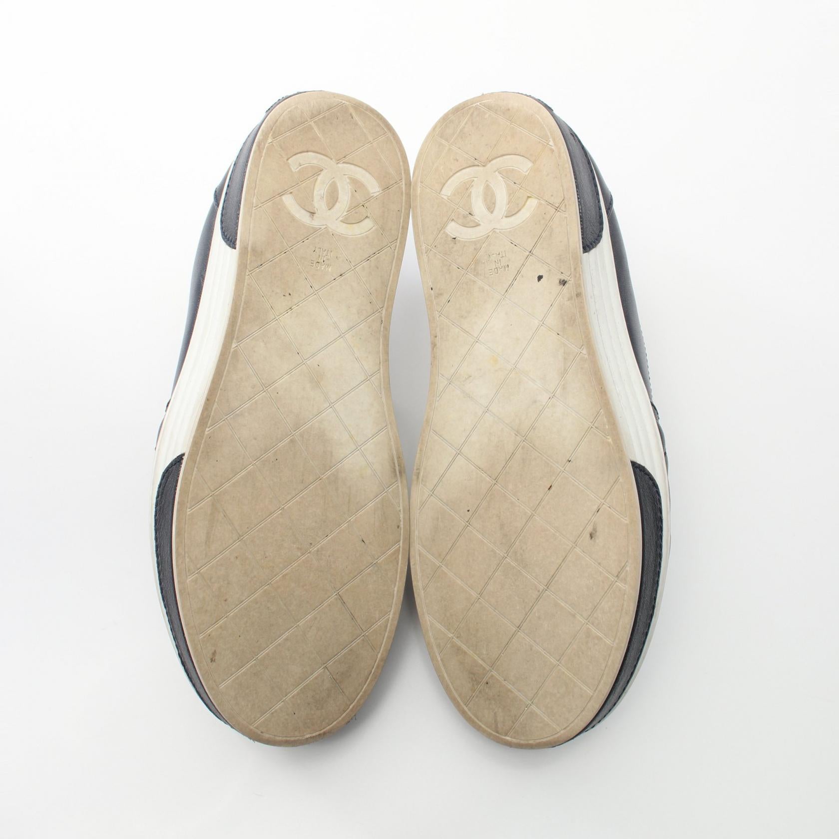 Chanel Leather Slip-On Shoes Navy/Black