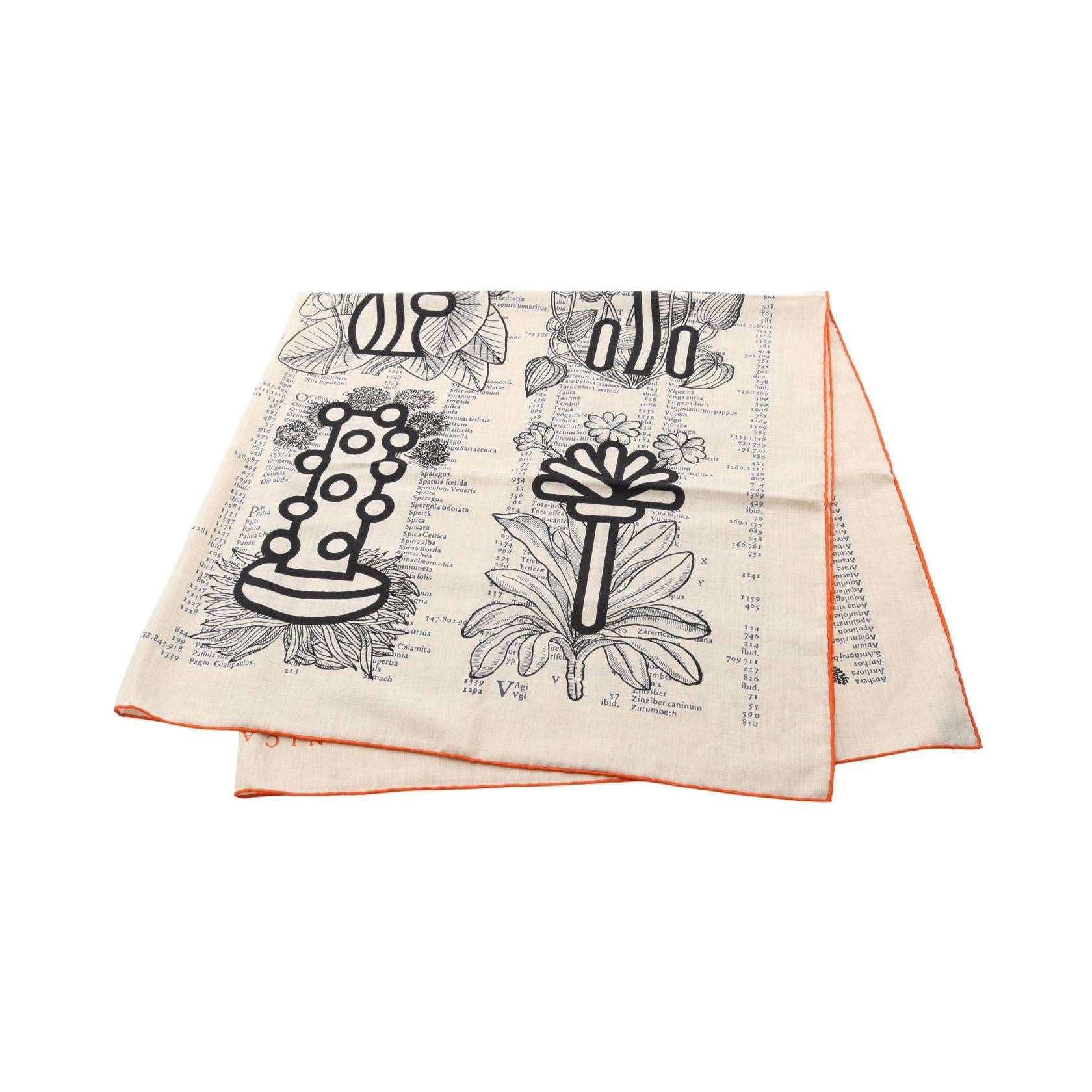 Hermes Carre 140 BOTANICA GRAFICA Silk Cashmere Scarf