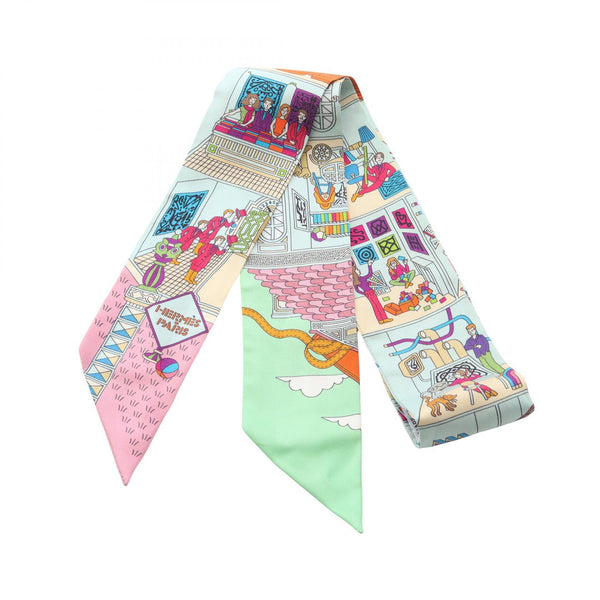Hermes Twilly LA MAISON DES CARRES Silk Scarf