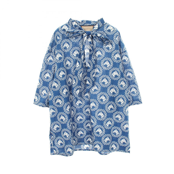 Gucci Cotton Mousseline Horse Print Shirt