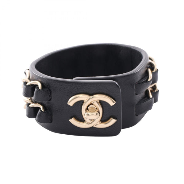Chanel Coco Mark Turnlock Leather Bracelet