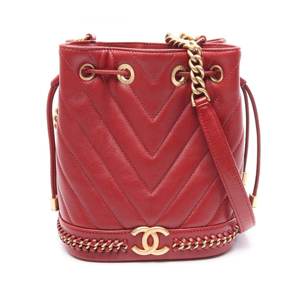 Chanel Chevron V Stitch Leather Bucket Bag