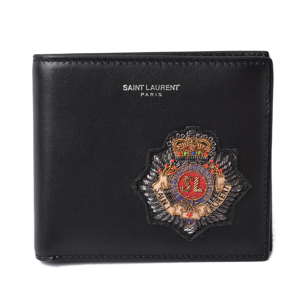 Yves Saint Laurent Men's Bifold Wallet, Black/Multicolor, Calf Leather