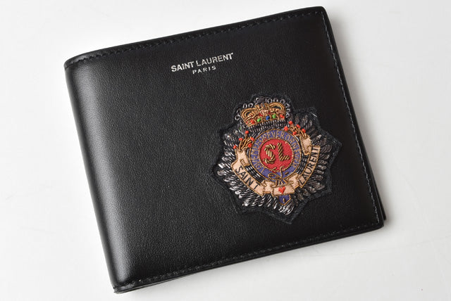 Yves Saint Laurent Men's Bifold Wallet, Black/Multicolor, Calf Leather in Pristine Condition