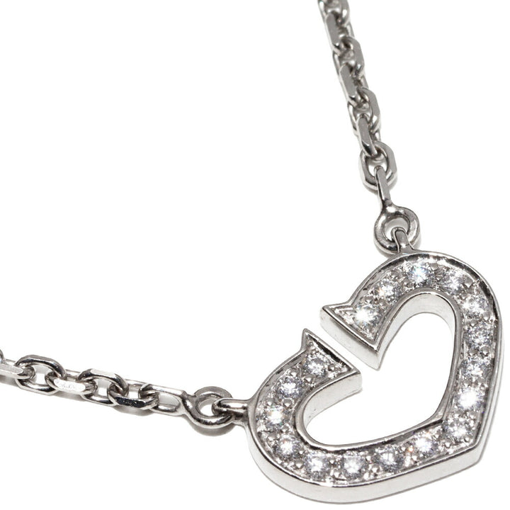 Cartier K18WG Diamond C Heart Necklace B7008300