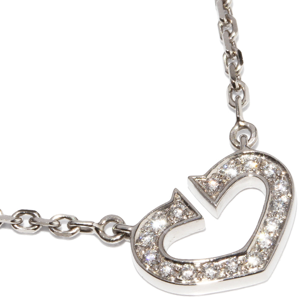 Cartier K18WG Diamond C Heart Necklace B7008300 in Great Condition