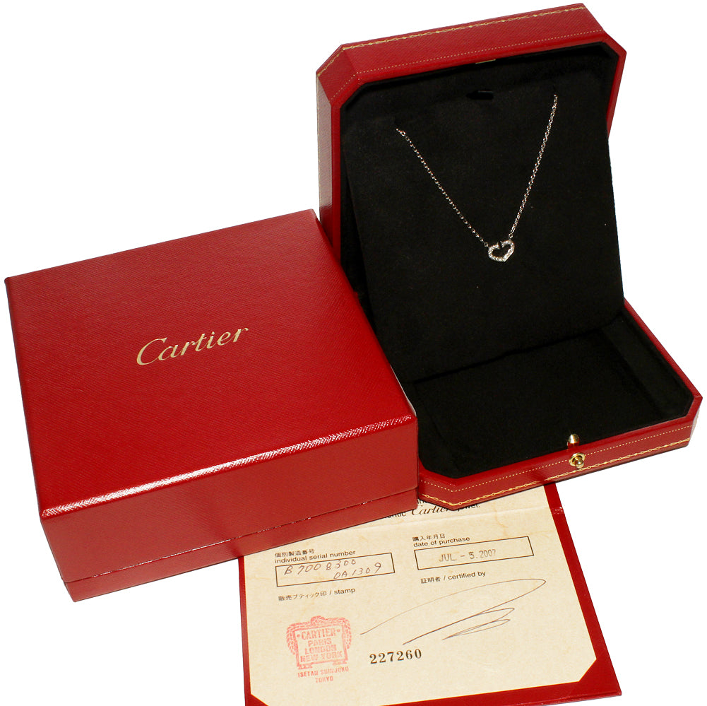 Cartier K18WG Diamond C Heart Necklace B7008300 in Great Condition