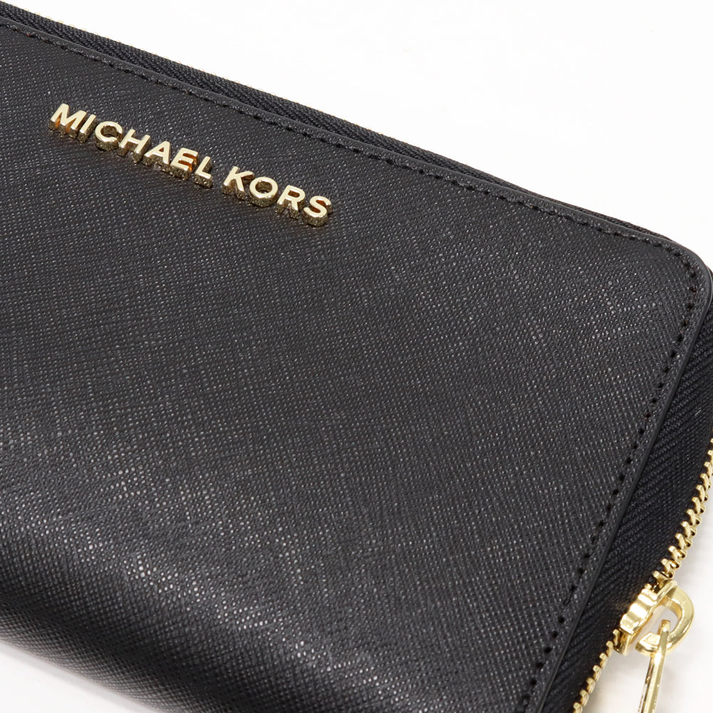 Michael Kors Jet Set Travel Leather Zip-Around Wallet Black