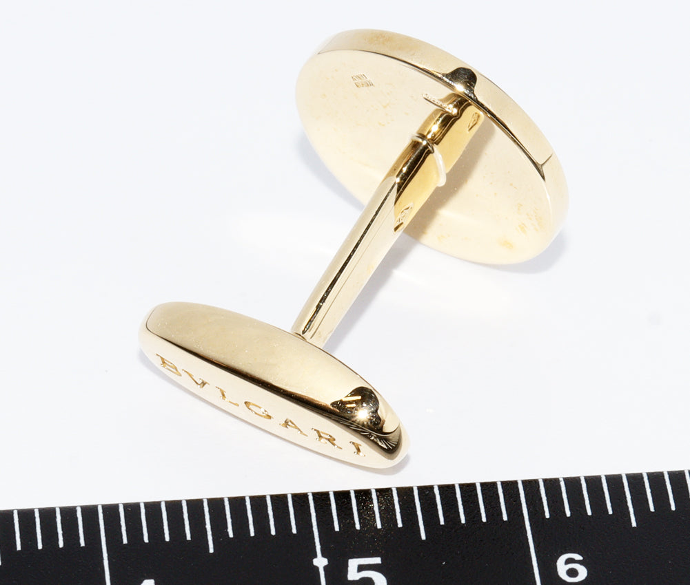 Bvlgari K18YG Yellow Gold Diamond Pave Cufflinks