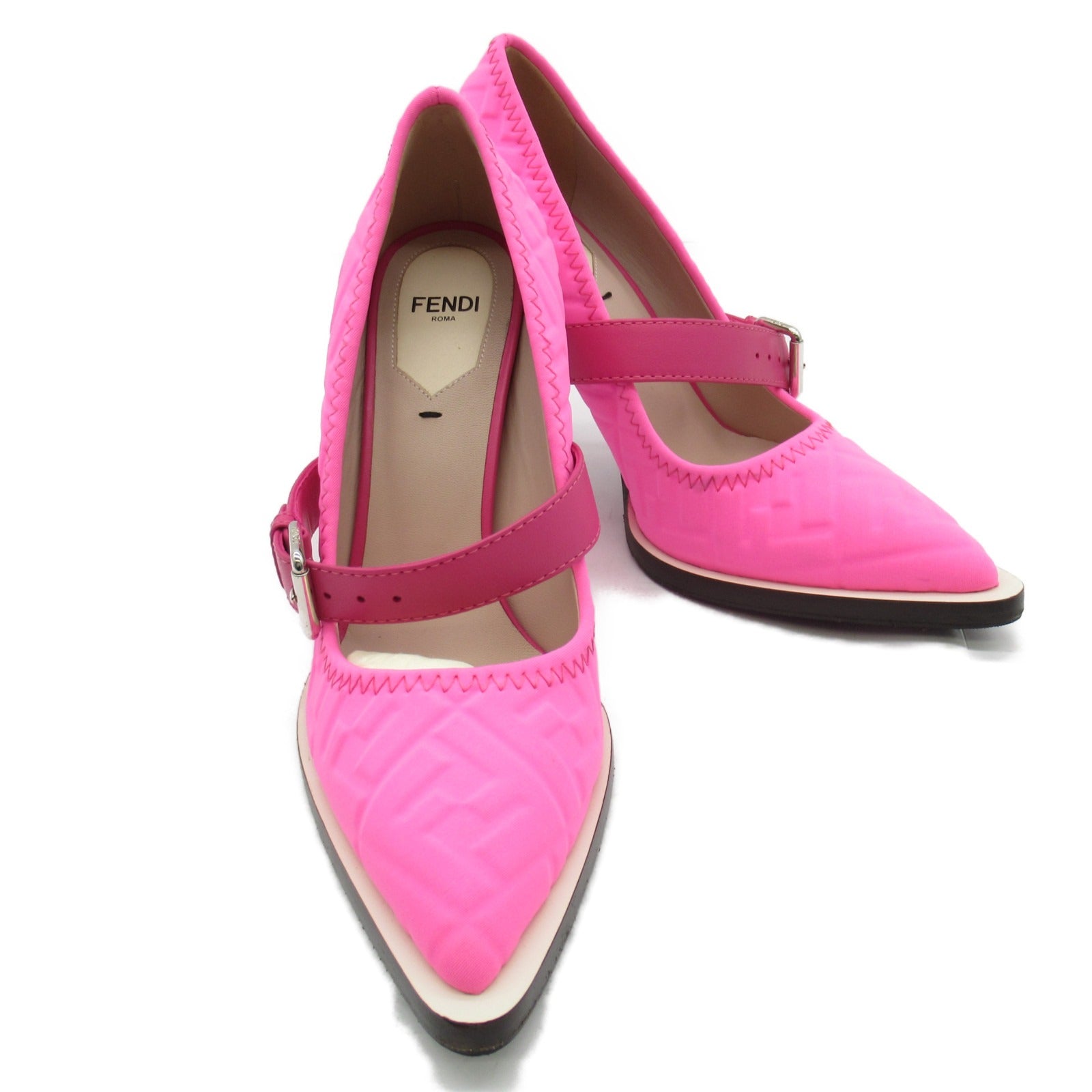 Fendi Canvas Belted Pumps Pink 188622