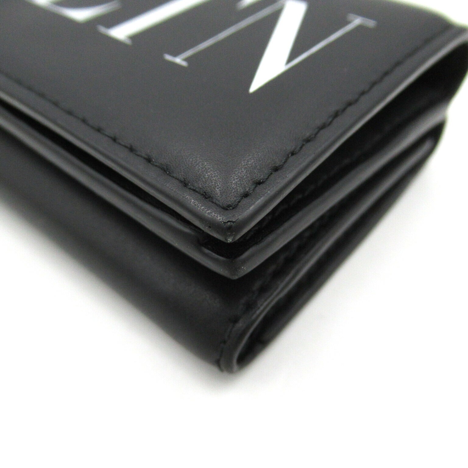 Valentino Leather Tri-Fold Wallet Black