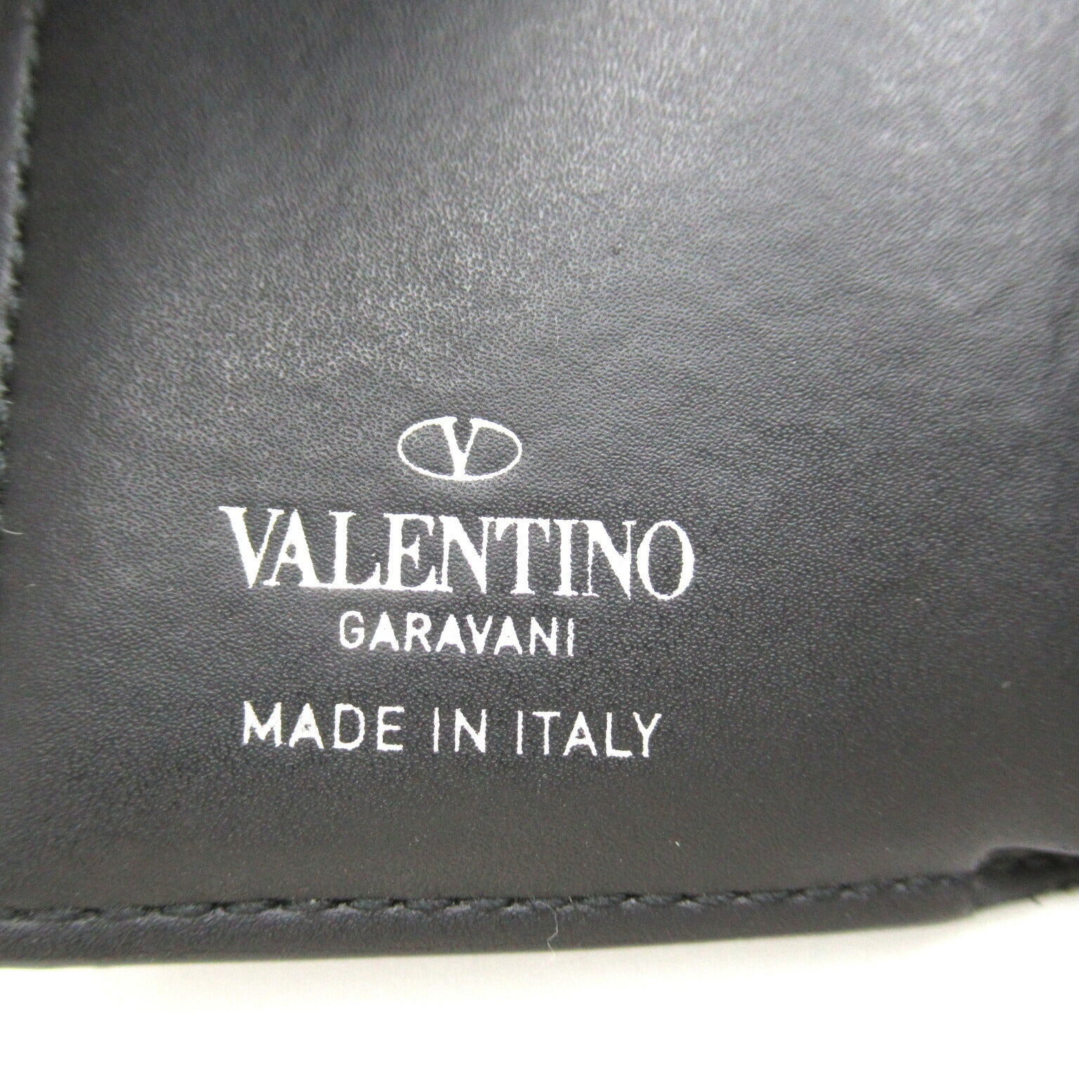 Valentino Leather Tri-Fold Wallet Black