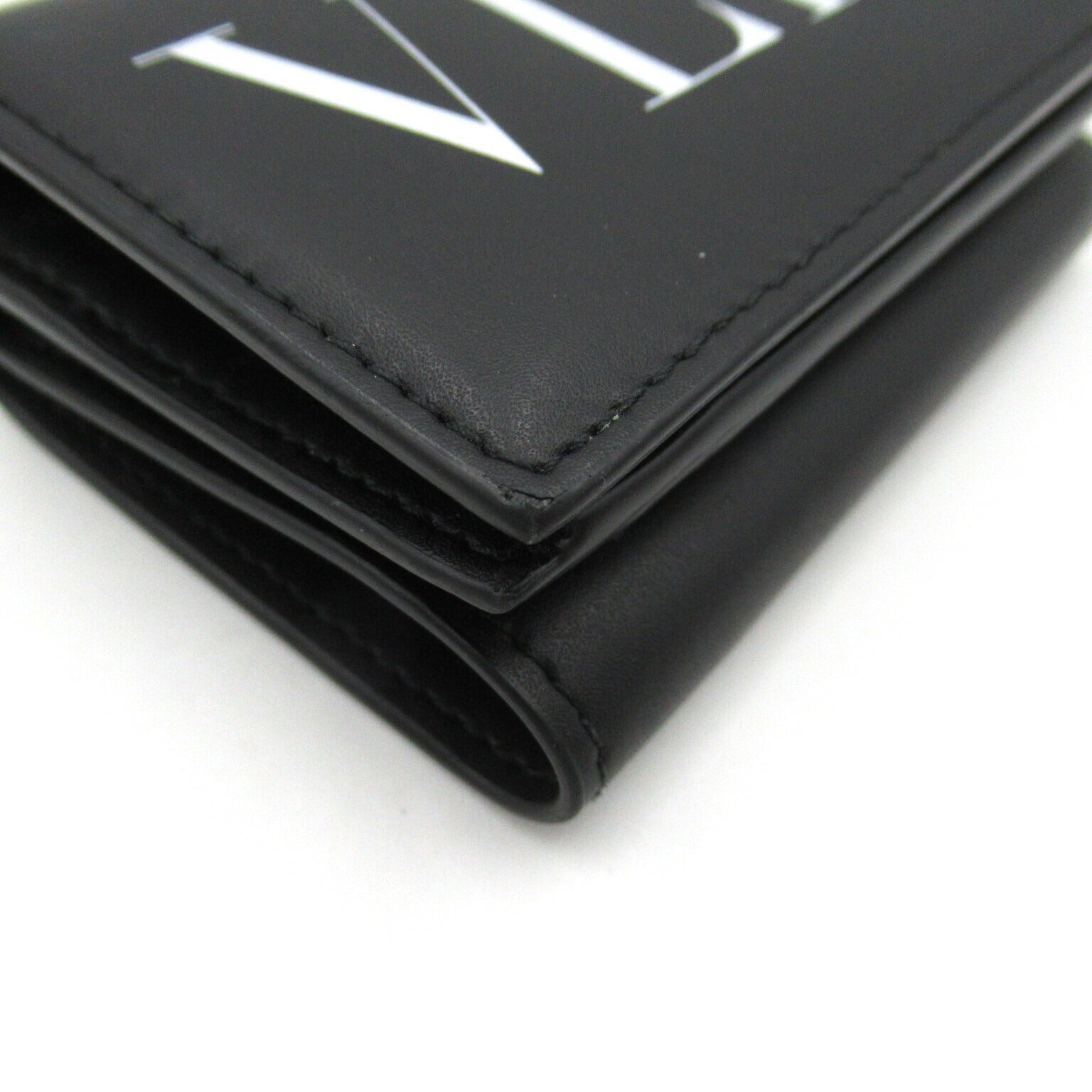 Valentino Leather Tri-Fold Wallet Black