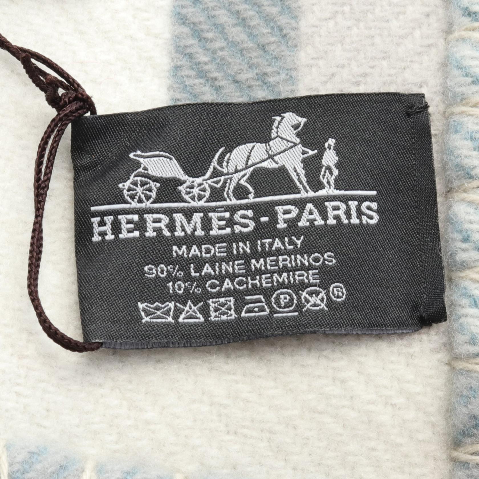 Hermes Wool Cashmere Plaid Shawl H103430M