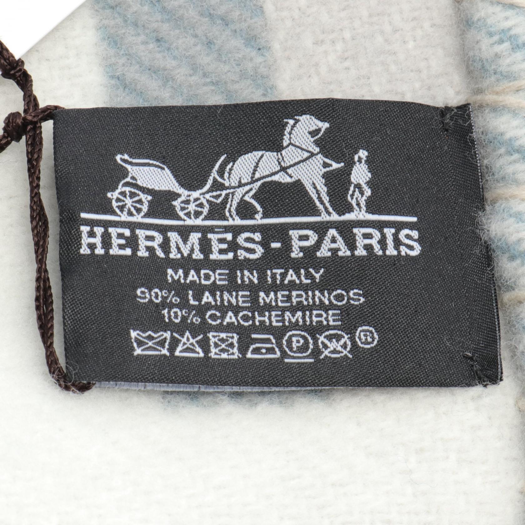 Hermes Wool Cashmere Plaid Shawl H103430M