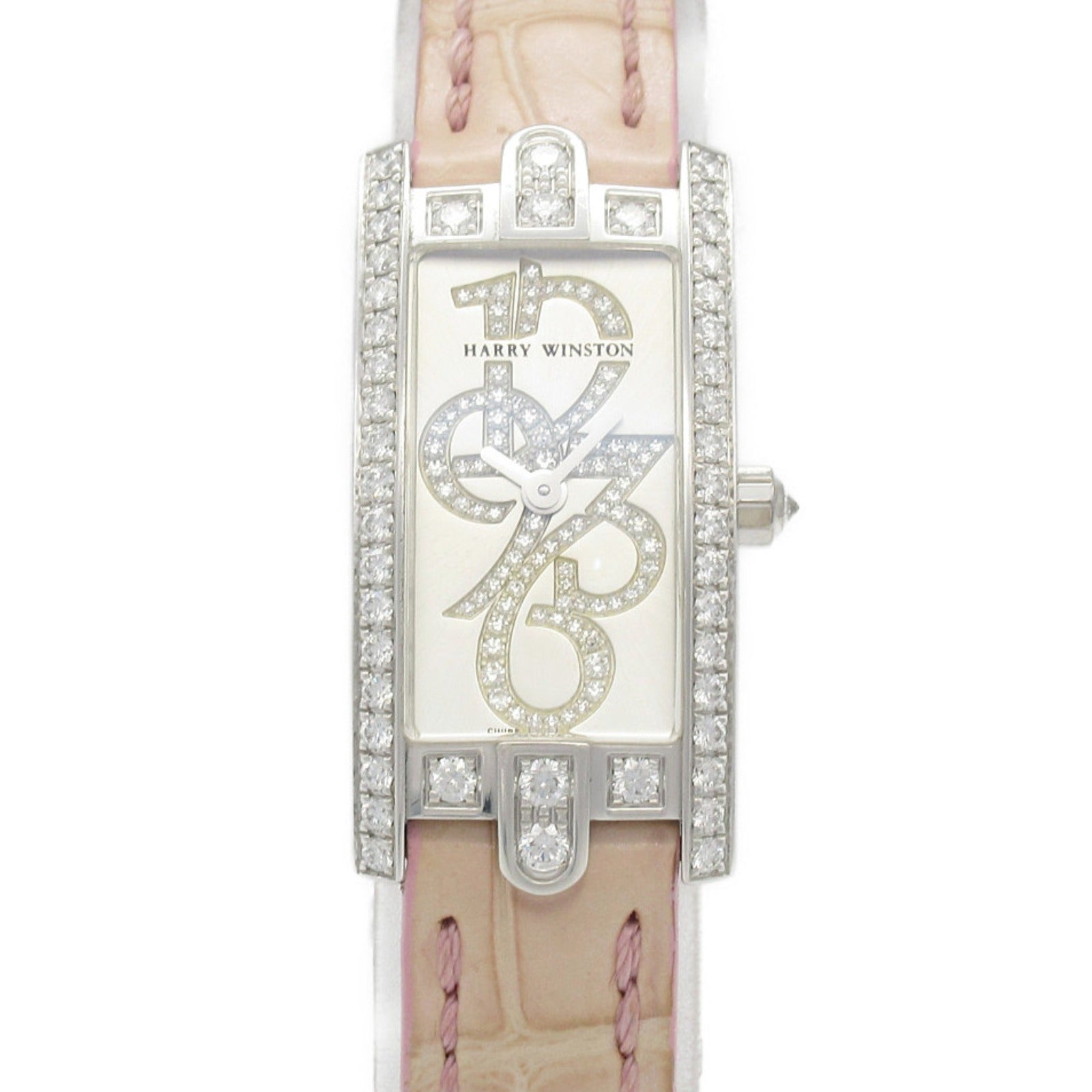 Harry Winston Avenue C Mini Watch K18 Yellow Gold Diamond Quartz