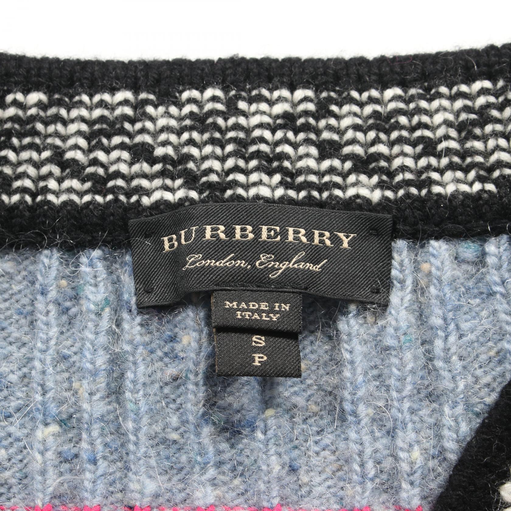 Burberry Wool Cashmere Cotton Knit Top Multicolor