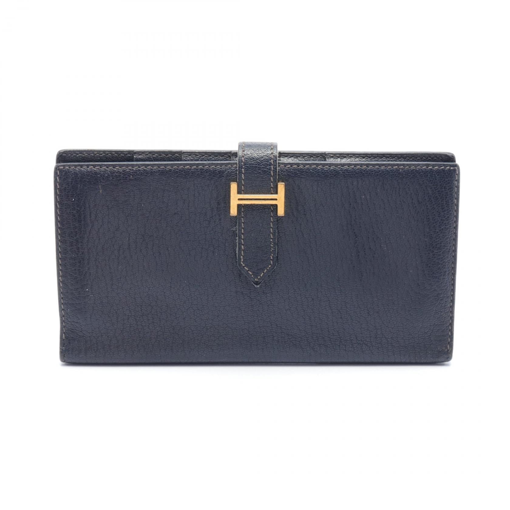 Hermes Bearn Souffle Long Wallet Navy