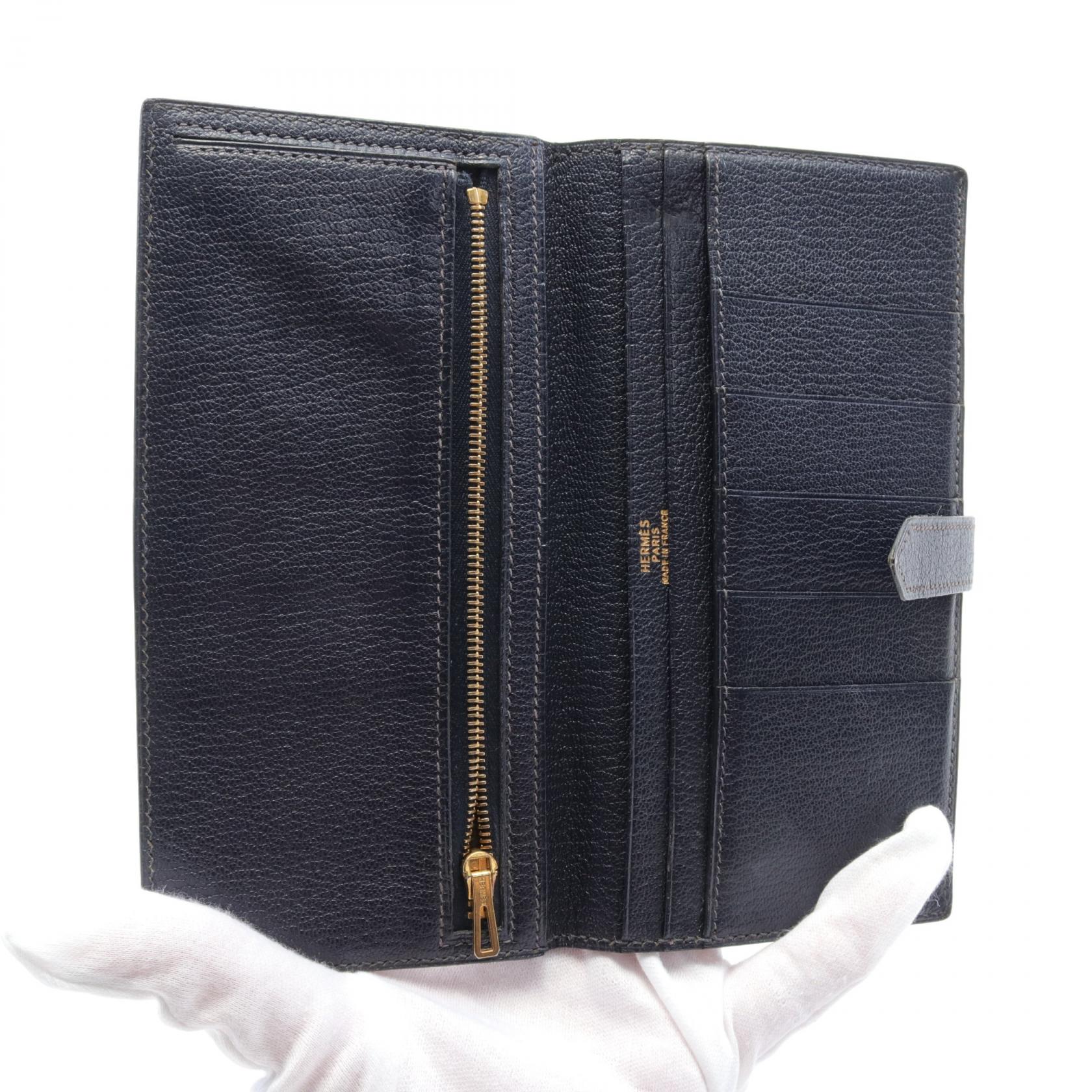 Hermes Bearn Souffle Long Wallet Navy