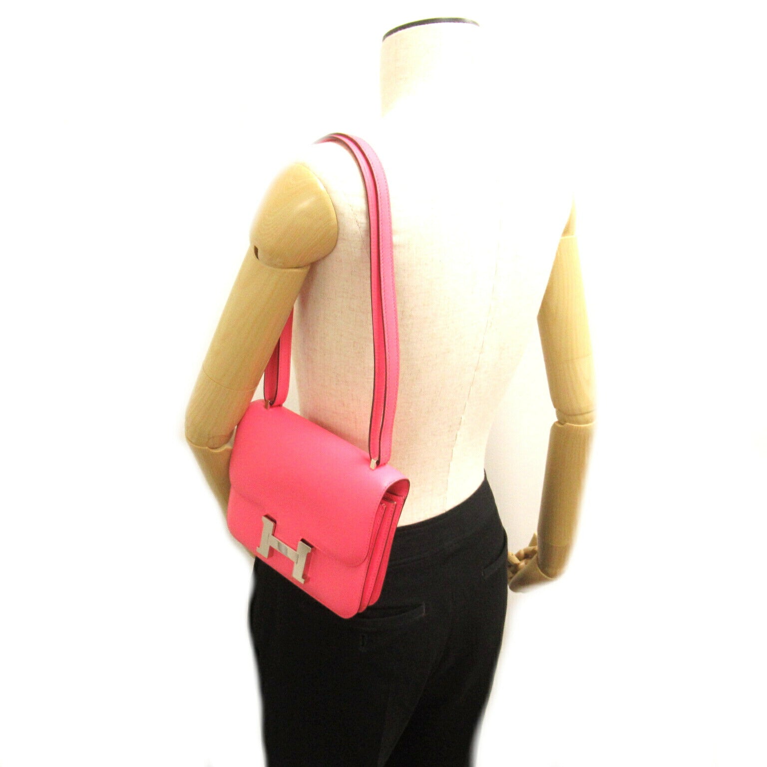 Hermes Constance Mini Shoulder Bag Pink Leather