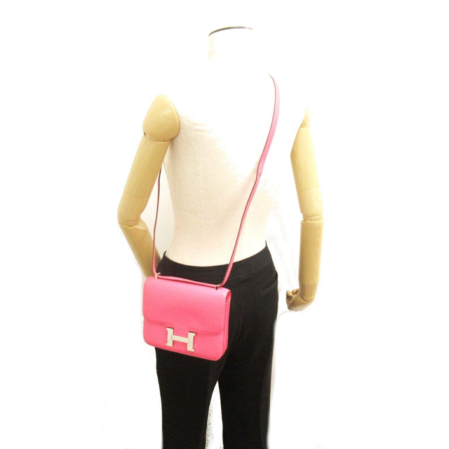 Hermes Constance Mini Shoulder Bag Pink Leather