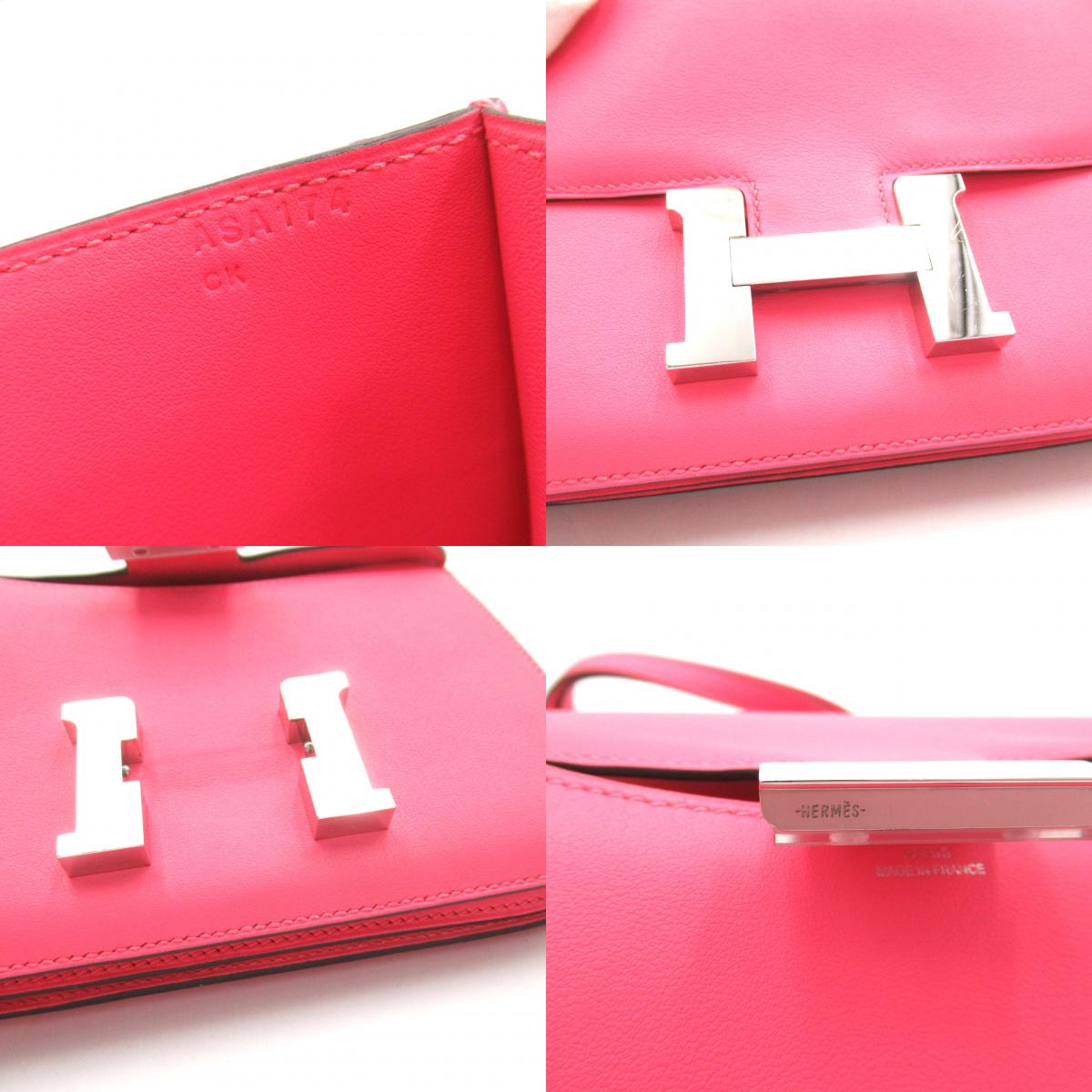 Hermes Constance Mini Shoulder Bag Pink Leather