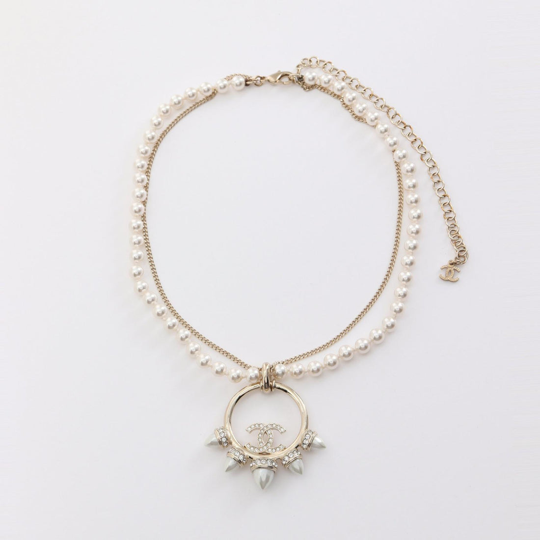 Chanel Coco Mark Necklace Gold Plated Faux Pearl