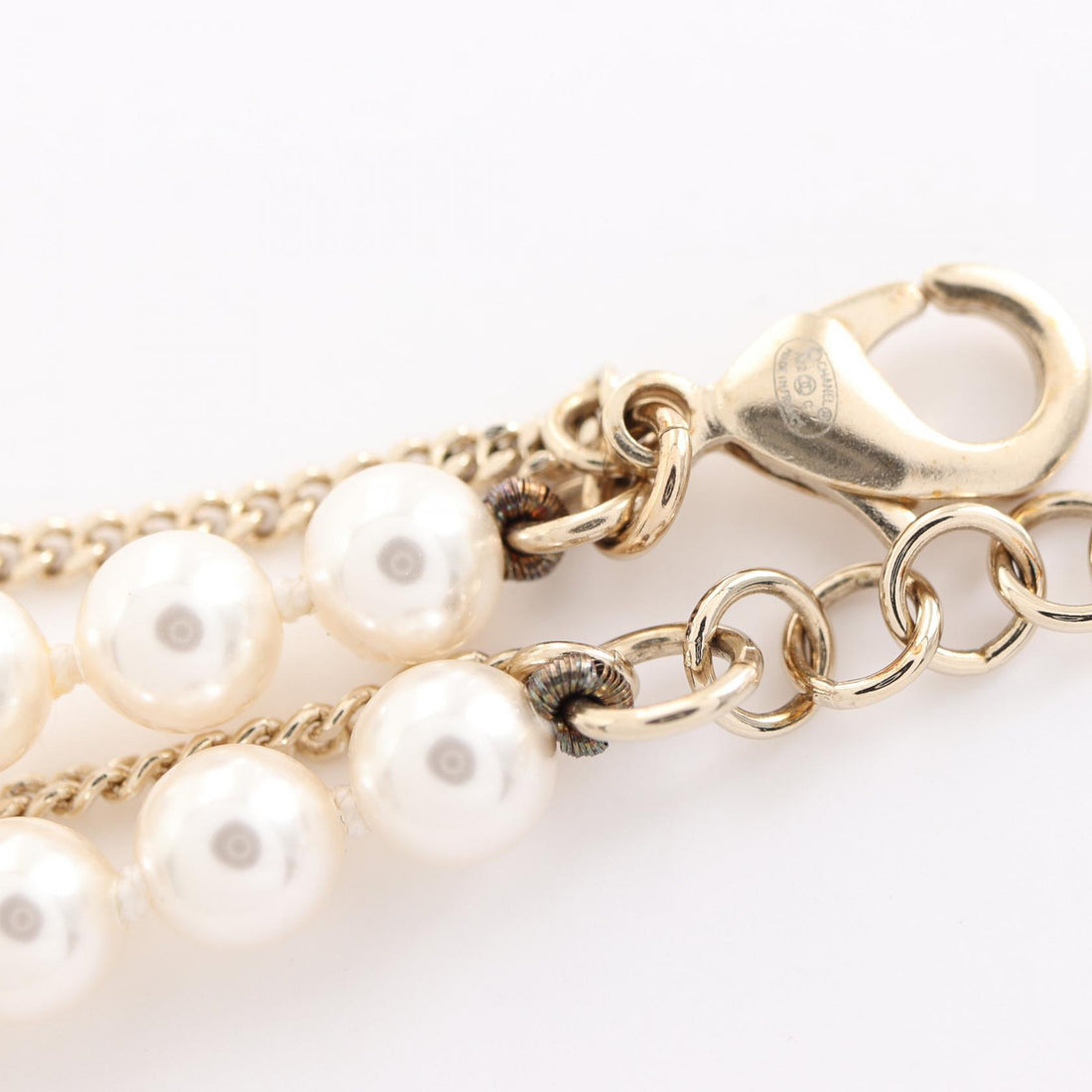 Chanel Coco Mark Necklace Gold Plated Faux Pearl