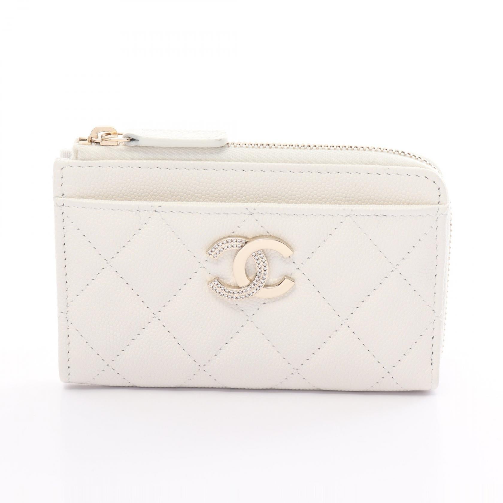 Chanel Caviar Coin Case Wallet White AP4180