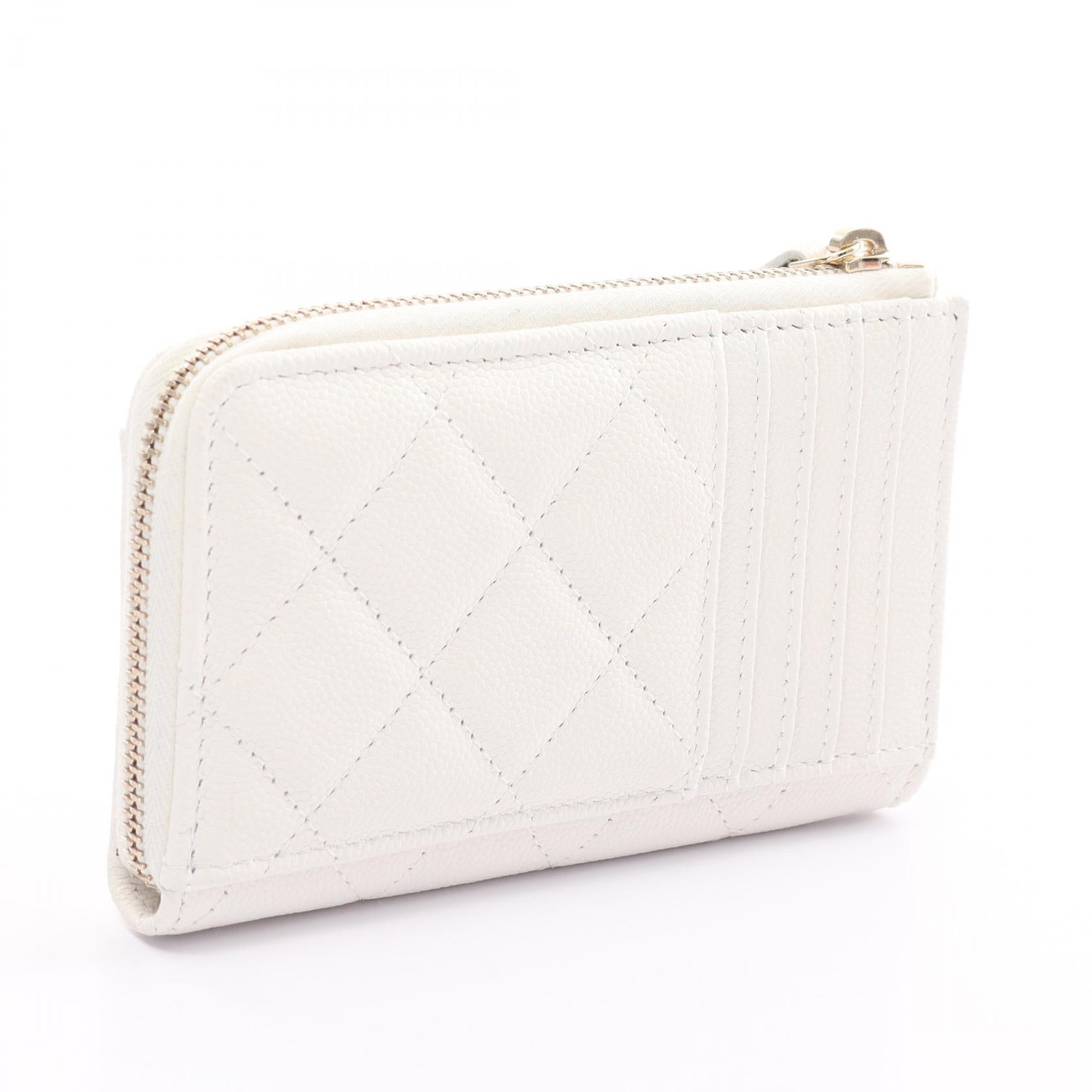 Chanel Caviar Coin Case Wallet White AP4180