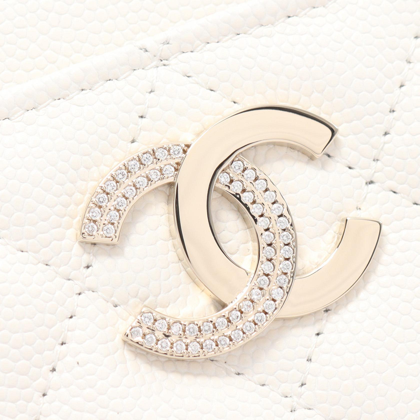 Chanel Caviar Coin Case Wallet White AP4180