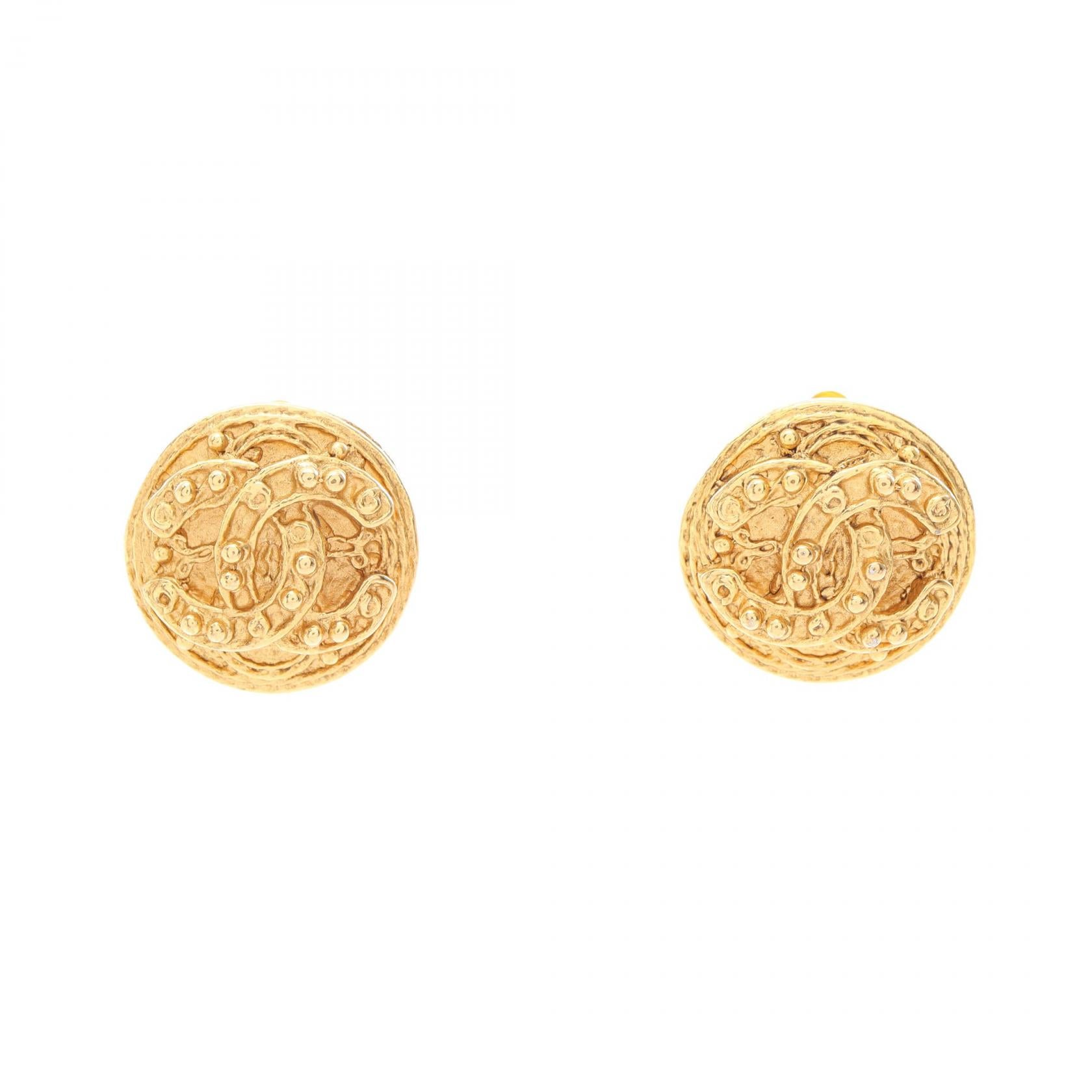 Chanel Coco Mark Earrings Gold GP A03817