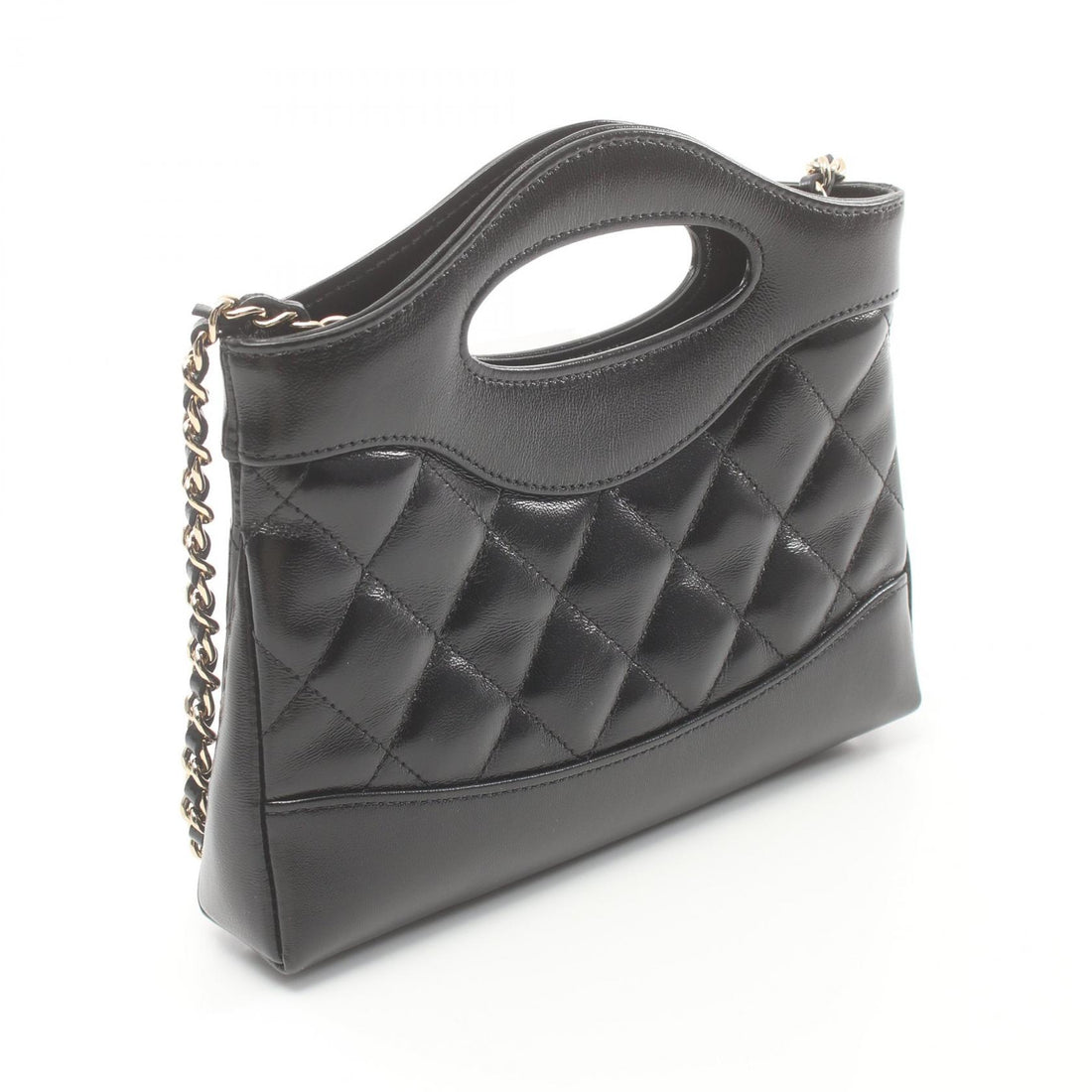 Chanel Shiny Calfskin Nano Shoulder Bag Black