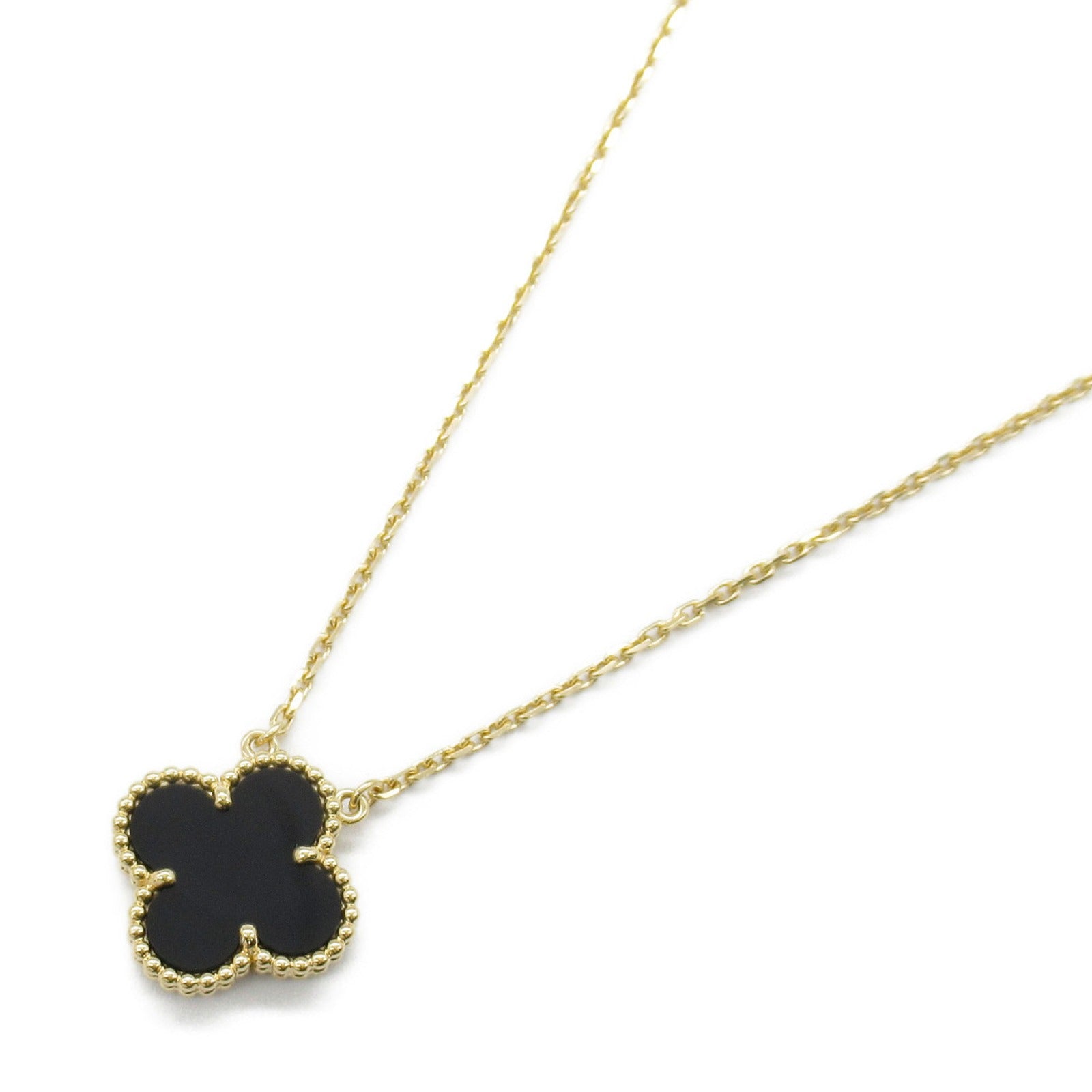 Van Cleef & Arpels Onyx K18 Gold Vintage Alhambra Necklace