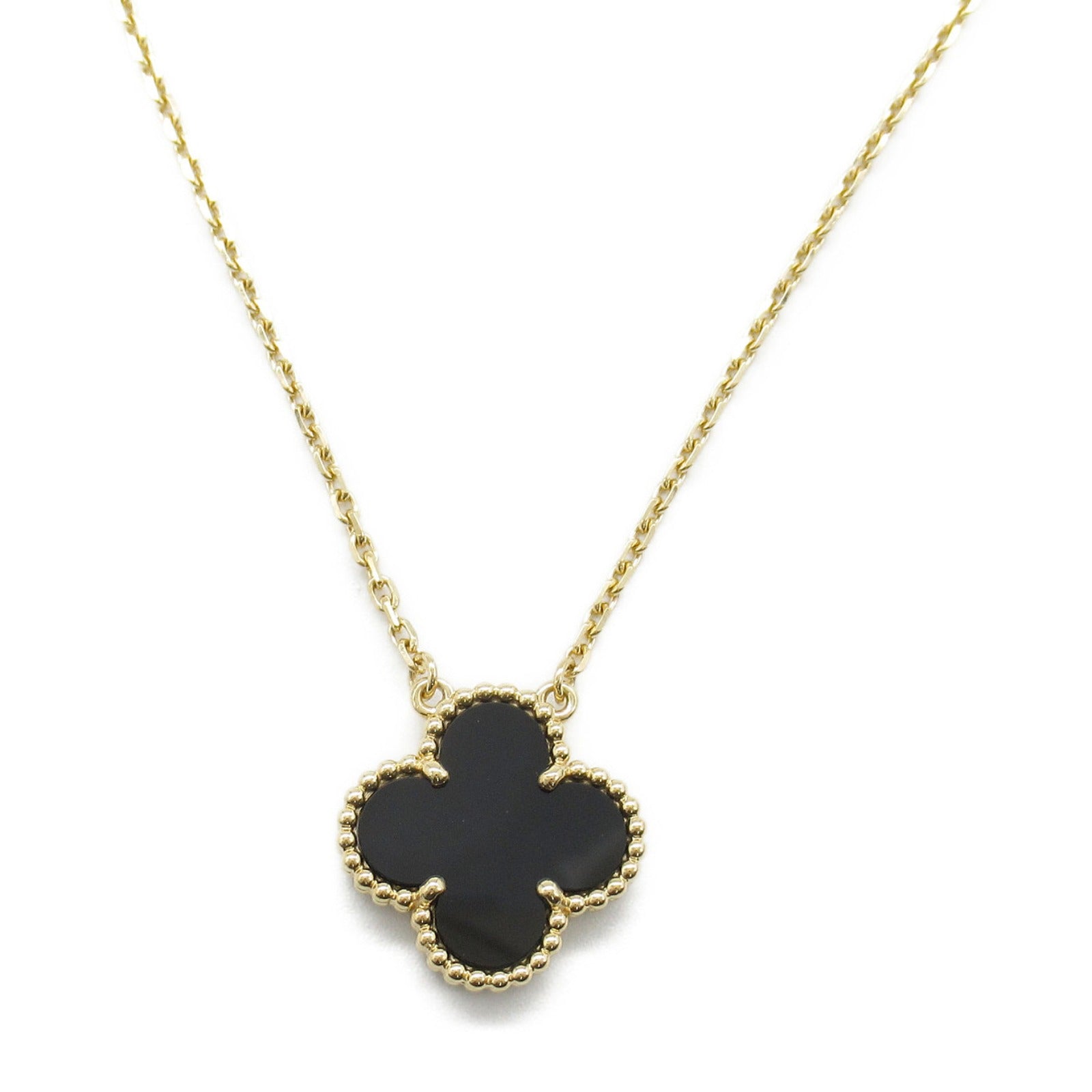 Van Cleef & Arpels Onyx K18 Gold Vintage Alhambra Necklace