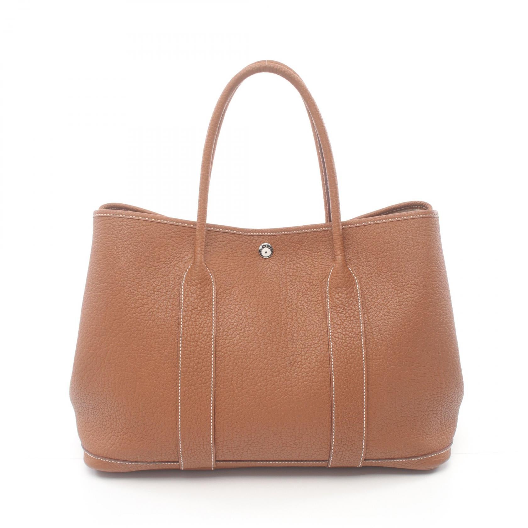 Hermes Garden Party PM Gold Tote Bag Brown