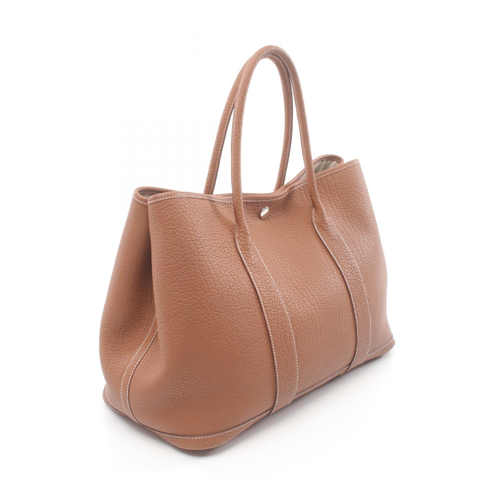 Hermes Garden Party PM Gold Tote Bag Brown