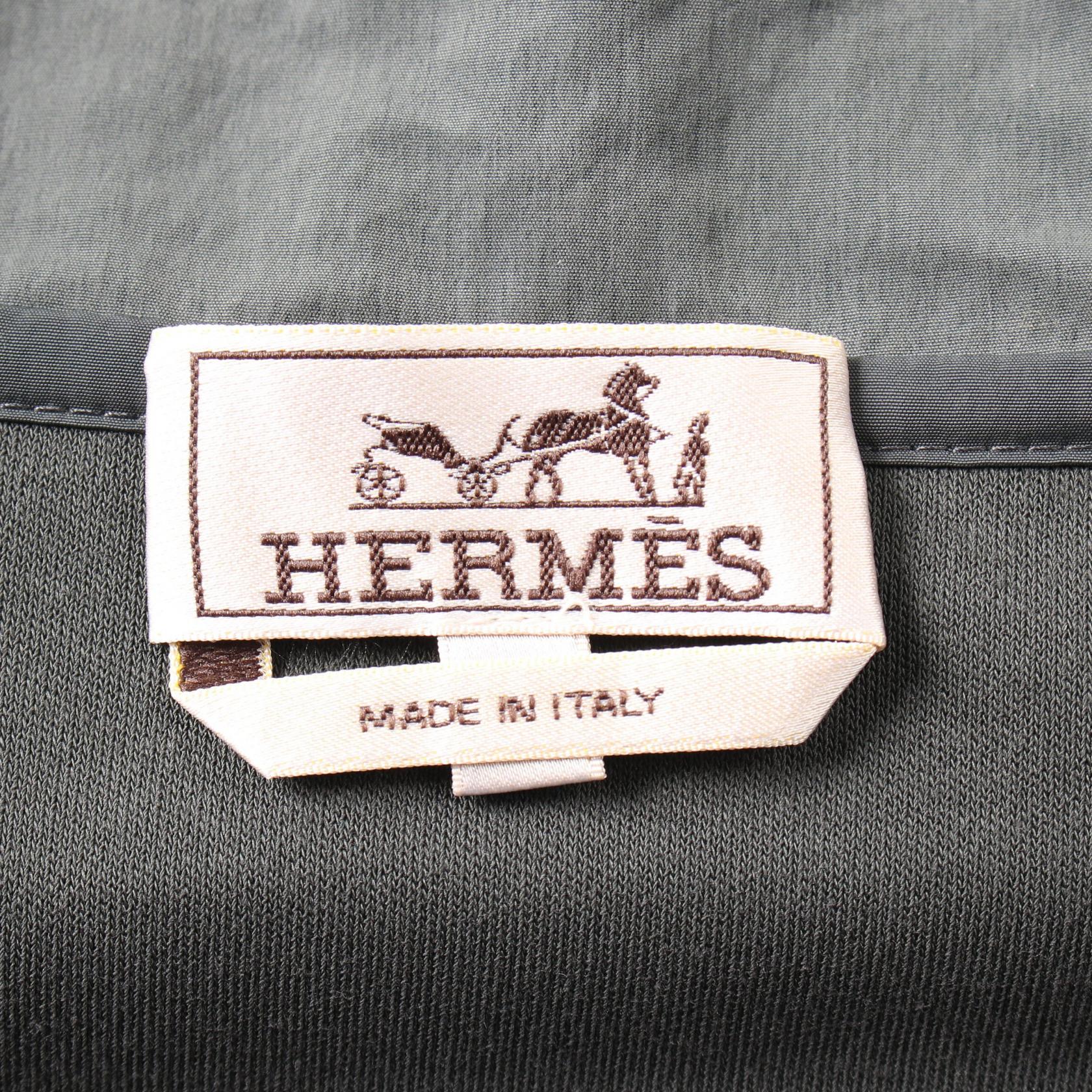 Hermes Cotton Nylon Hoodie Green Men