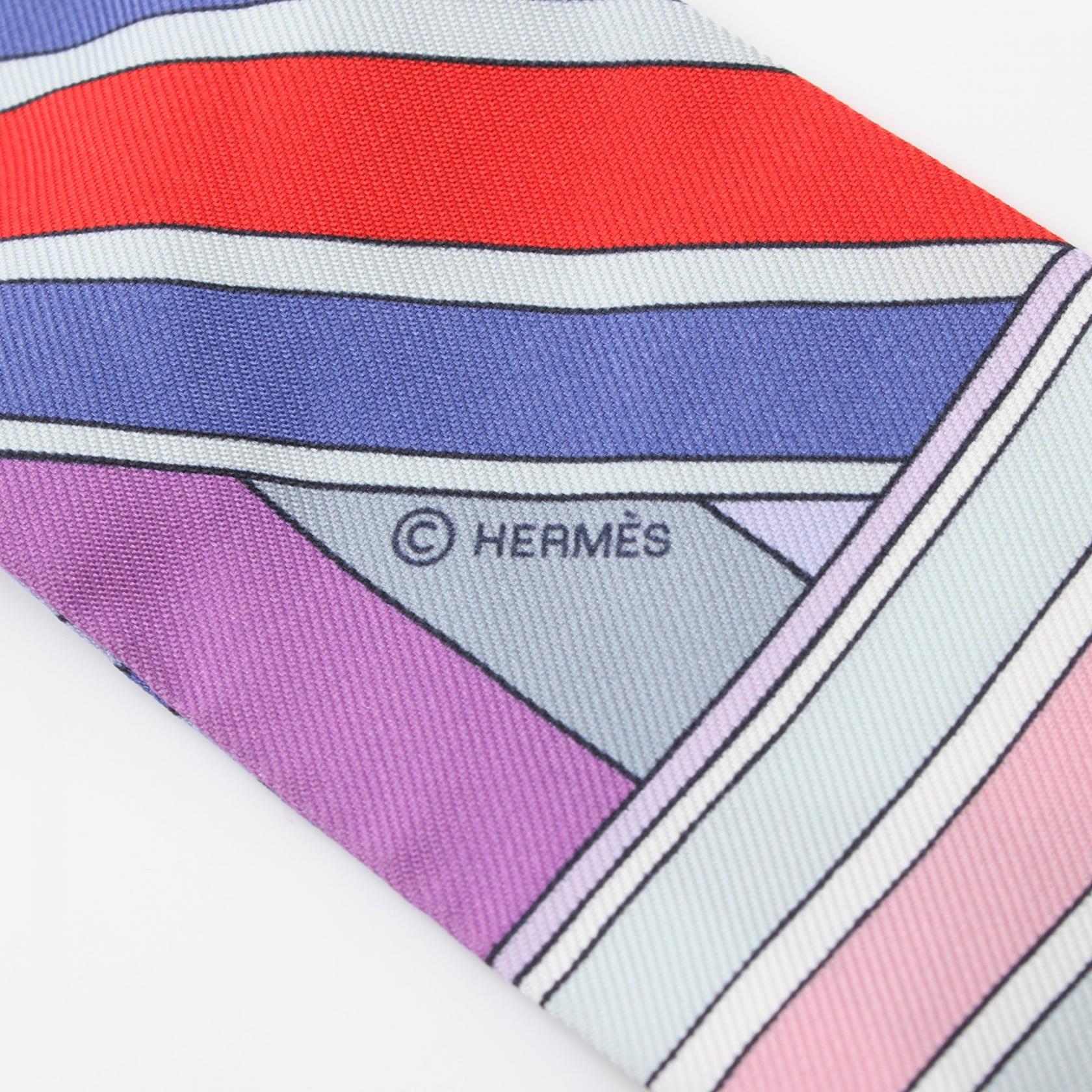 Hermes Sangles En Zigzag Twilly Silk Scarf  Canvas Scarf H063045S in Great Condition