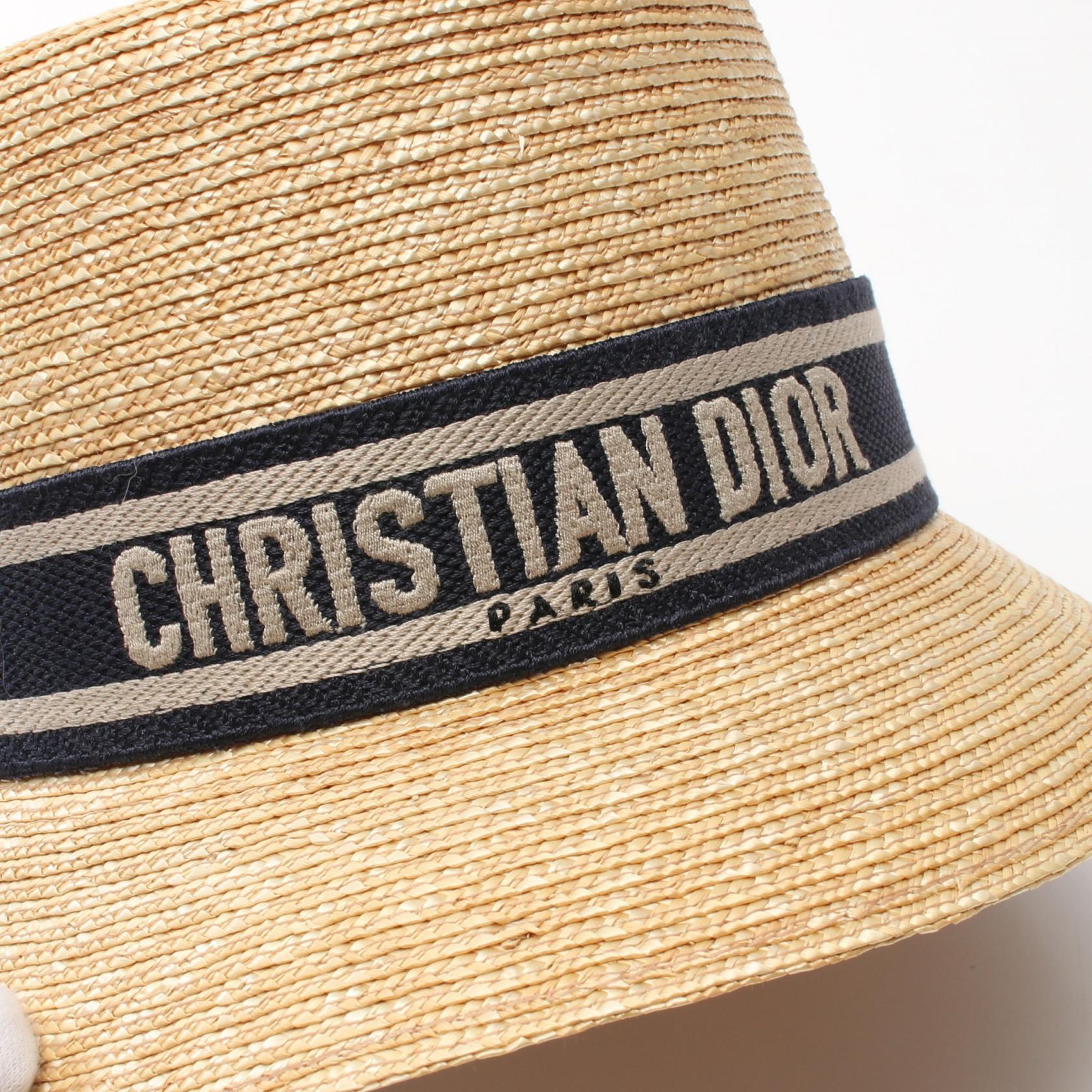 Christian Dior DIORESORT Straw Hat Beige/Navy