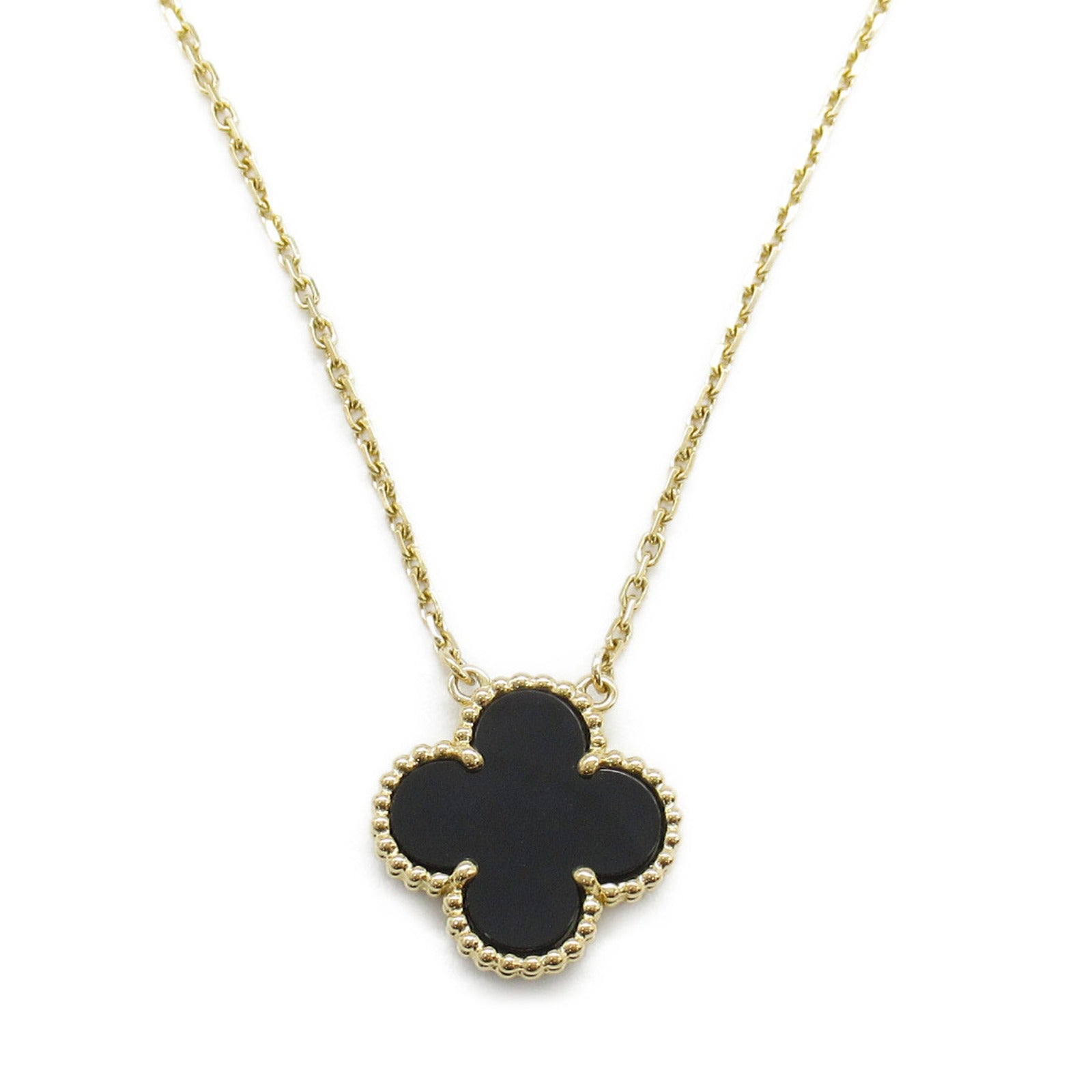 Van Cleef & Arpels Onyx K18 YG Vintage Alhambra Necklace