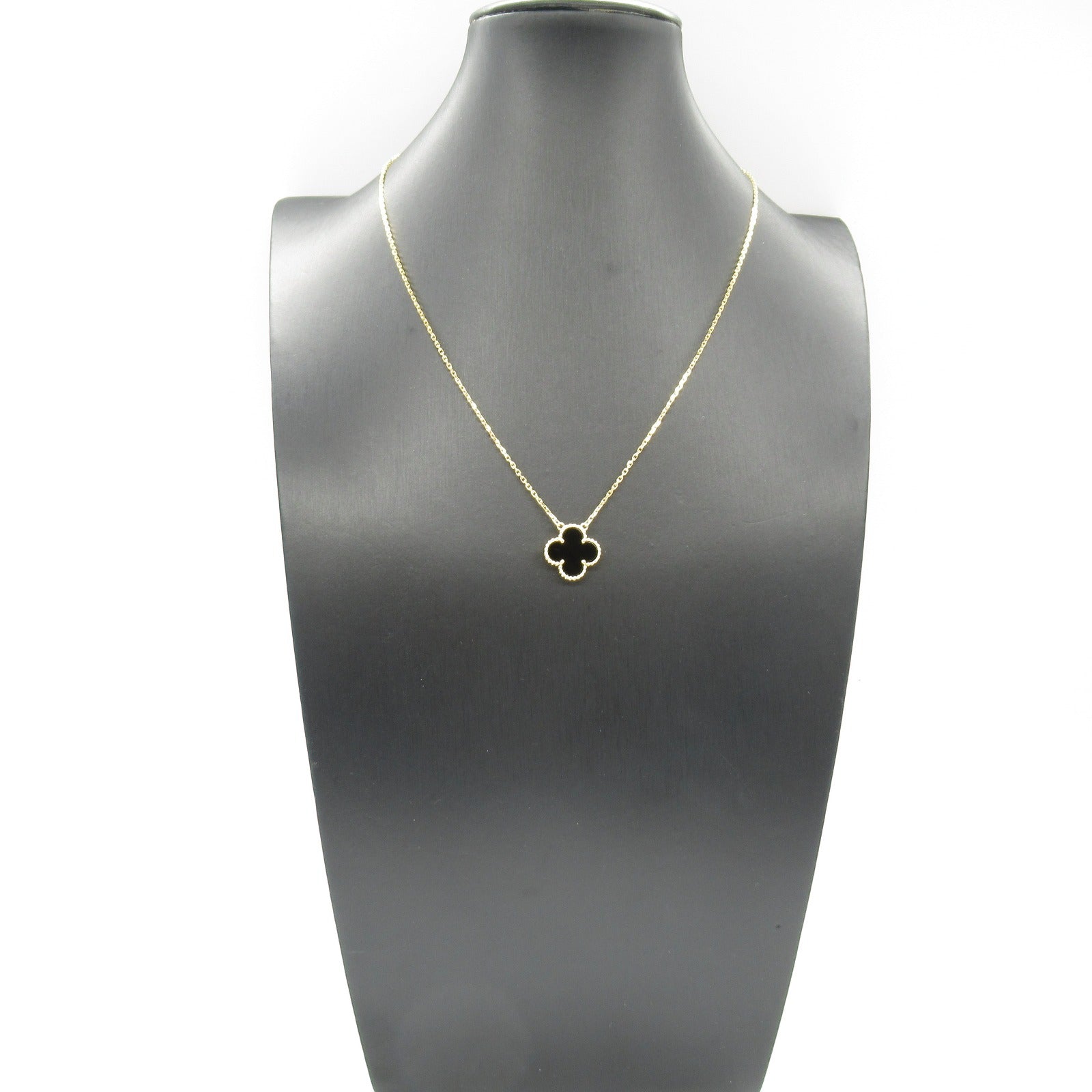 Van Cleef & Arpels Onyx K18 YG Vintage Alhambra Necklace