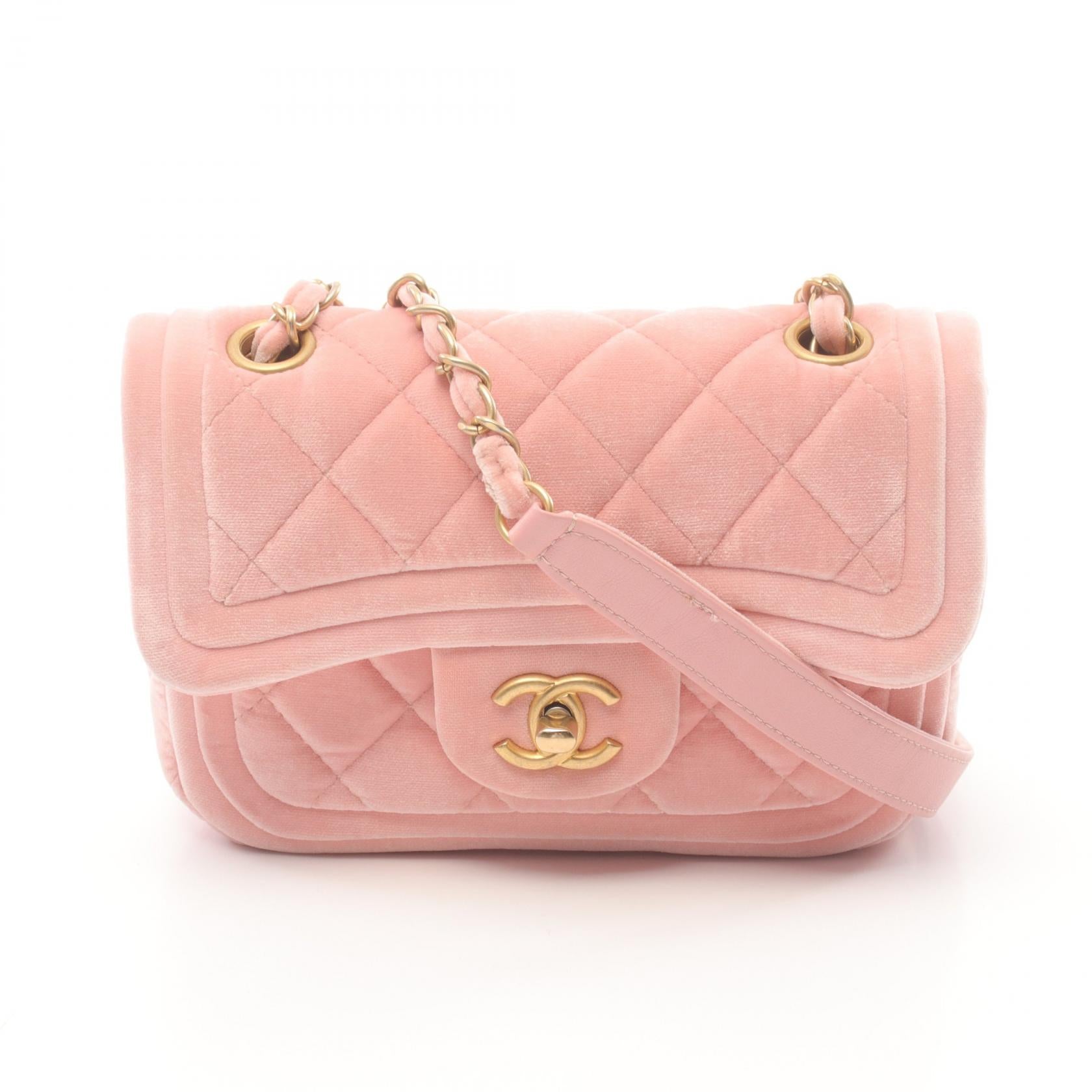 Chanel Fabric Matelasse Shoulder Bag Pink